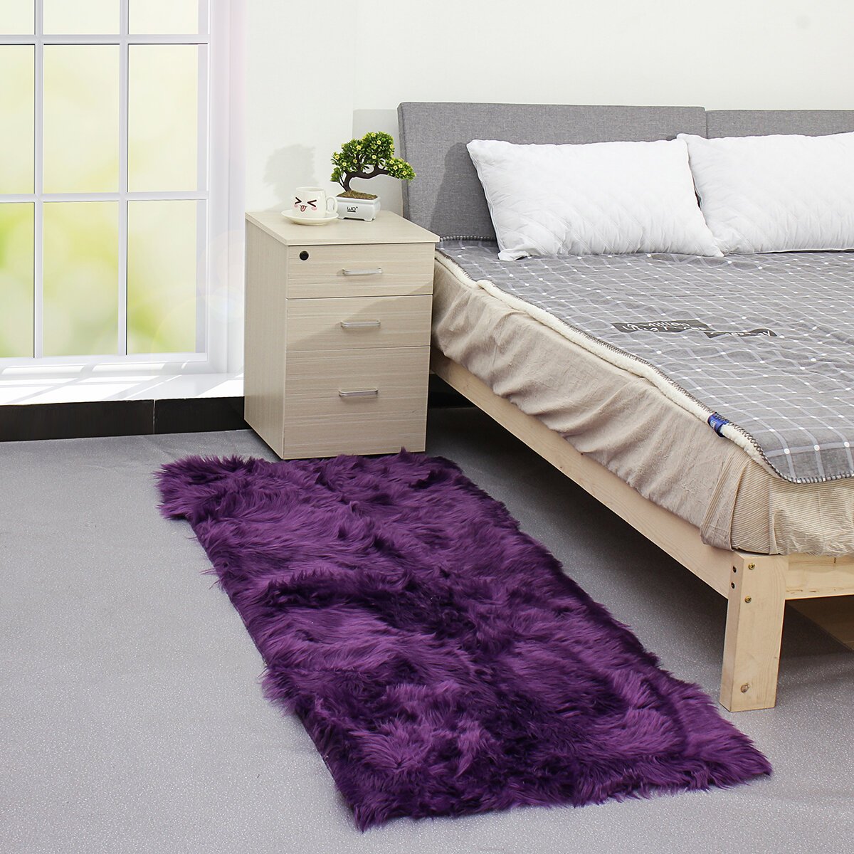 Fluffy Faux Wool Rectangle Rug Mat Bedroom Living Dining Room Carpet Warm Mat Floor Cushions