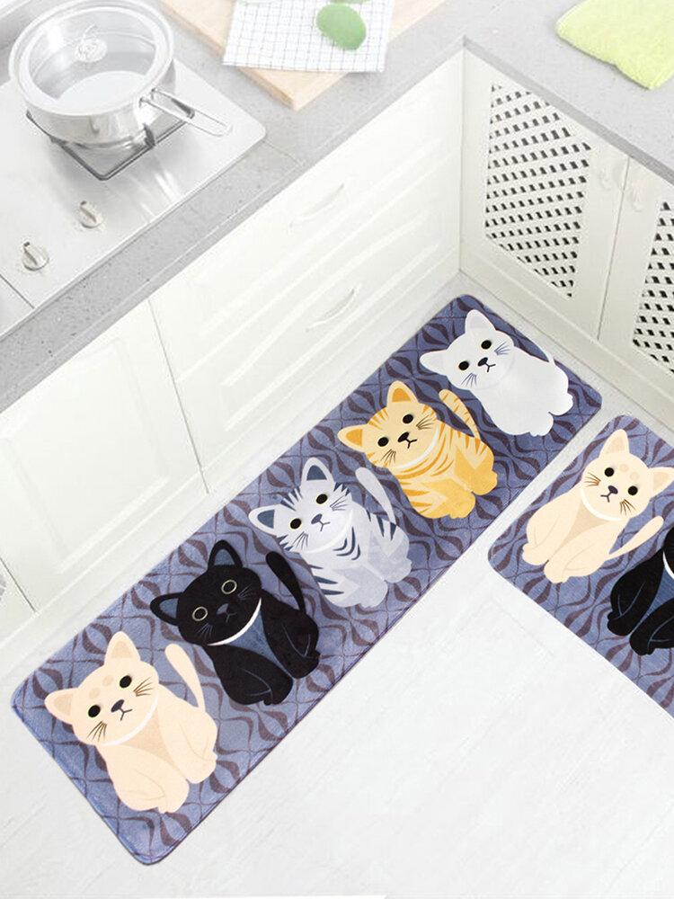 Cartoon Cute Cat Pattern Soft Anti-slip Door Blanket Rug Carpet Kitchen Floor Mat Indoor Outdoor Decor