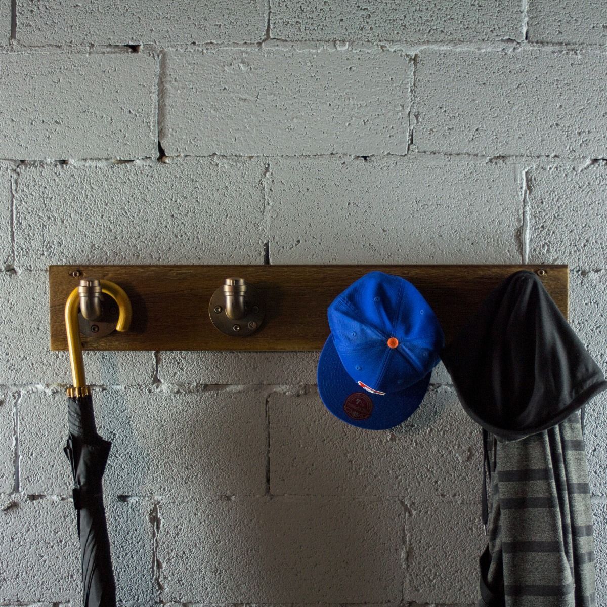 Modern Industrial Wall Mounted Four Hook Hat Rack