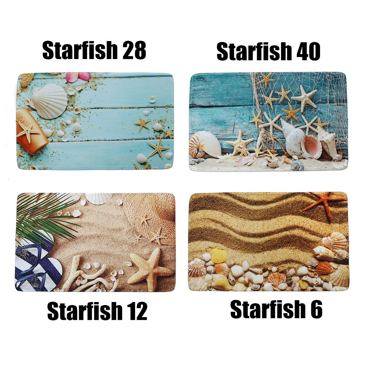 60*90cm Starfish Non-Slip Floor Kitchen Bath Door Carpet Bathroom Mat Rug Pad