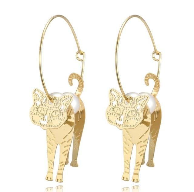 3D Cat Hoop Earrings