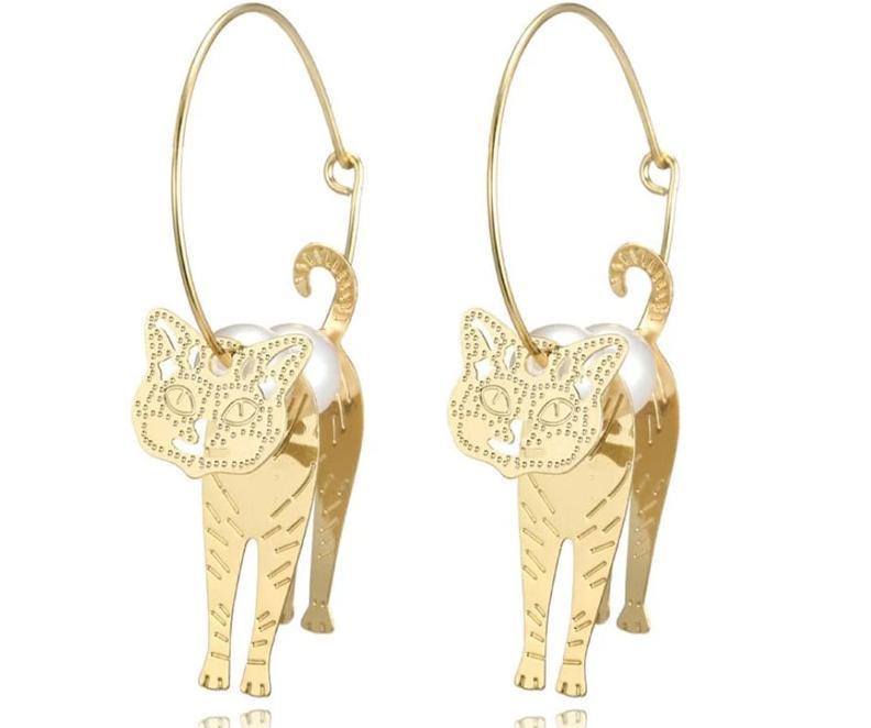 3D Cat Hoop Earrings