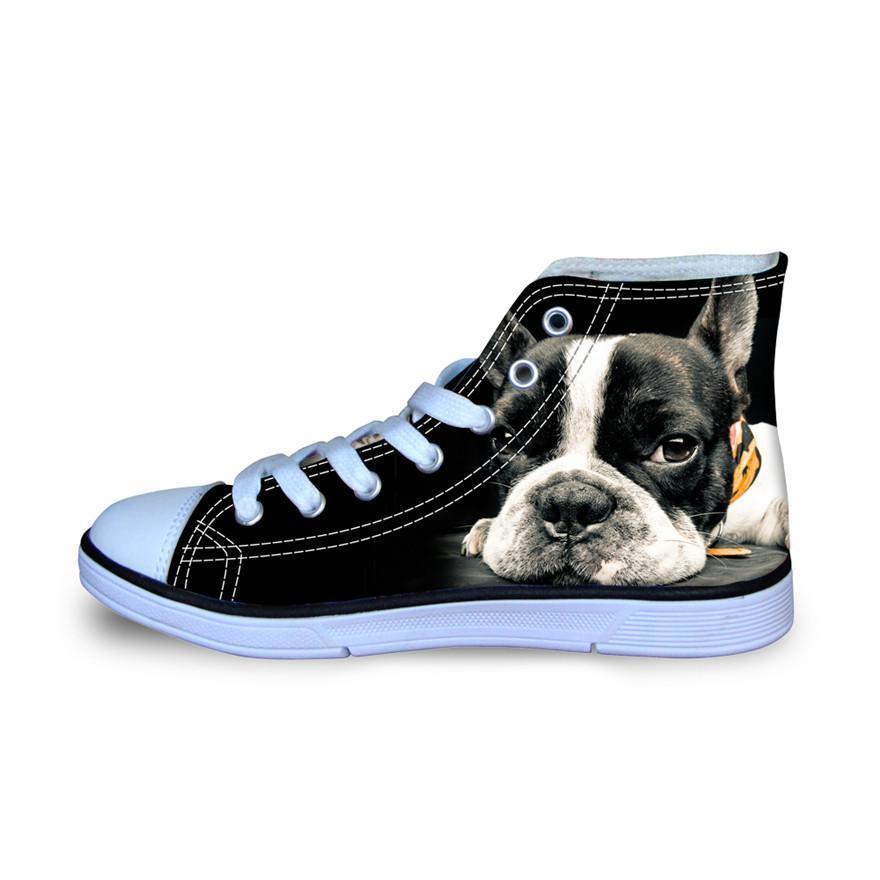 3D Dog Print High Top Mens Shoe Footwear