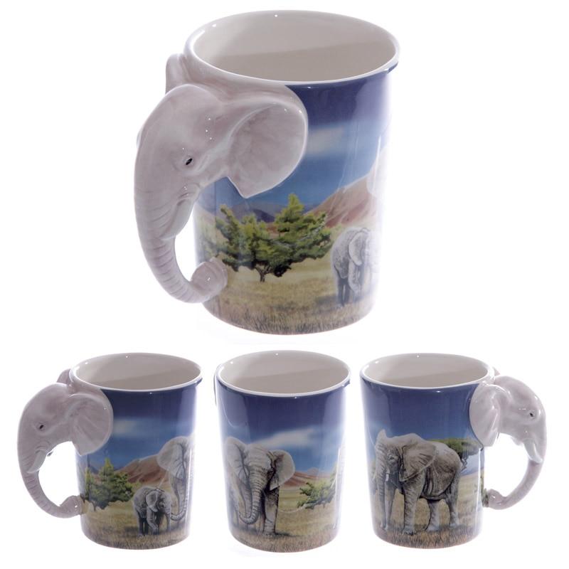 3D Elephant Shaped Handle Mug