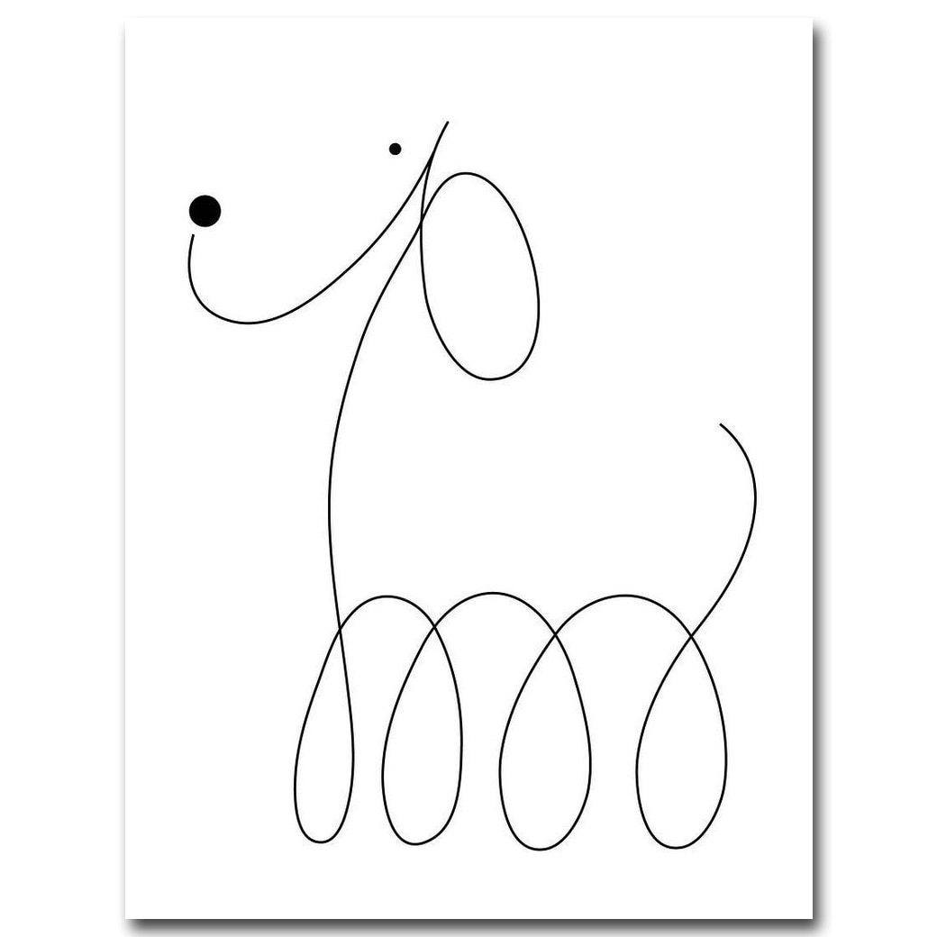 3pcs Black White Abstract Canvas Dogs Posters