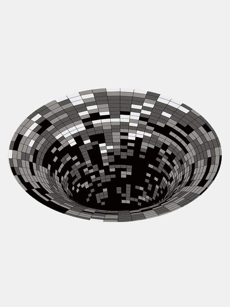 1PC 3D Three-dimensional Paisley Black&White Stereo Vision Rug Swirl Print Optical Illusion Mat Mandala Alfombra Doormat Tea Table Sofa Living Room Illusion Carpet Decor