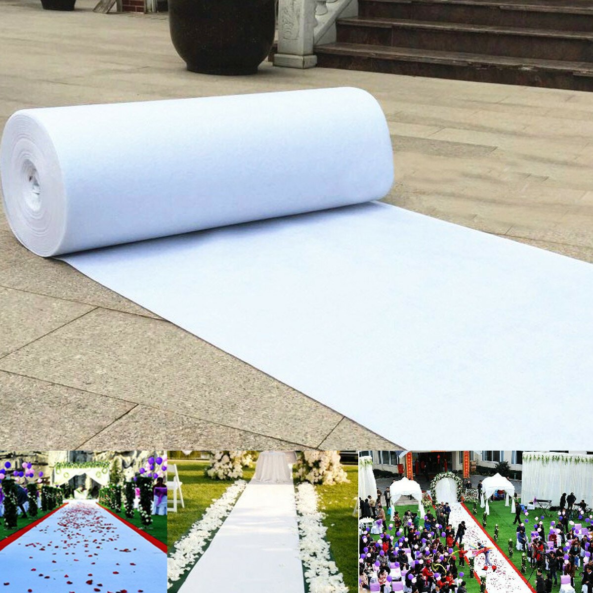 White Wedding Carpet Aisle Runner Floor Marriage Ceremony Bride Event 5 Sizes