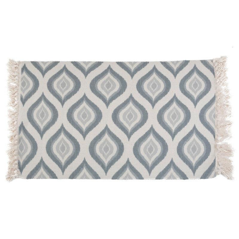 Cotton Fiber Hand-woven Carpet Bedroom Blanket Floor Mat Home Decorative Footmat