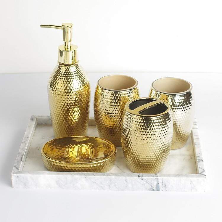 Gold Gloss Bathroom Accessories Set