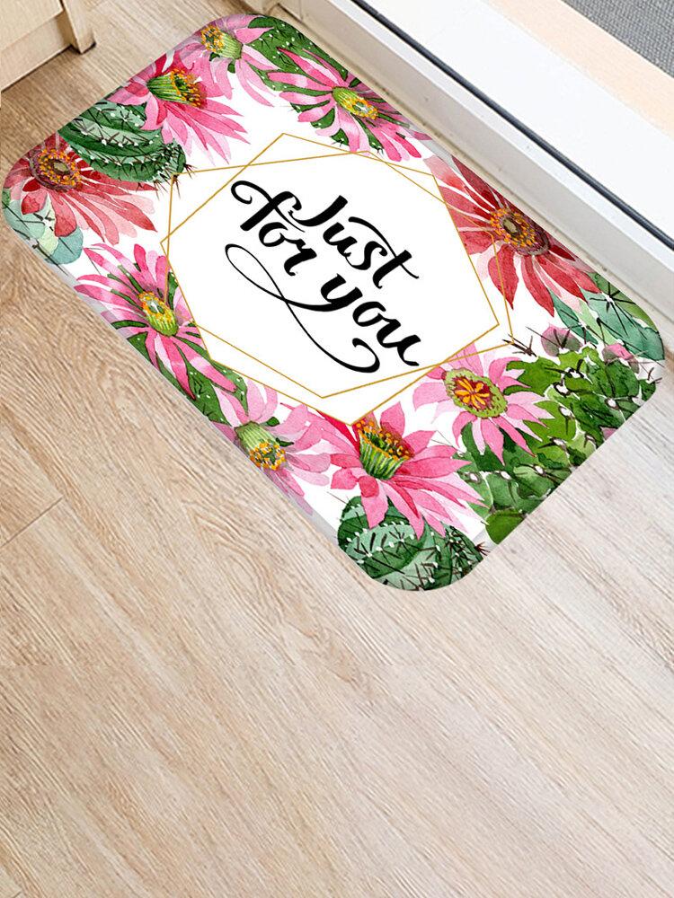 1PC 40x60cm Flannel Anti-slip Floor Mats Creative Flower Letter For Living Room Kitchen Bathroom Ground Doormat Entrance Door Kids Prayer Carpet Mat