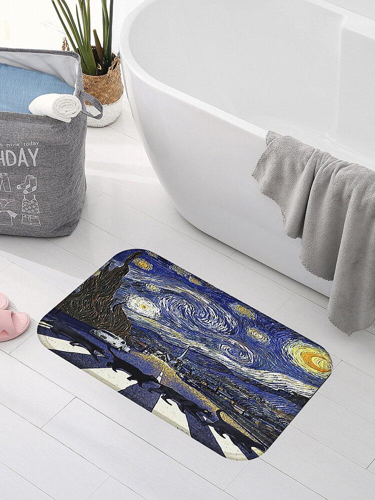 Cats Pattern Floor Mats Flannel Water Absorption Antiskid Floor Mat Bath Room Door Mat