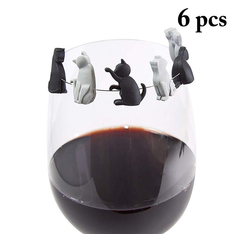 6pcs Cute Cat Glass Charms