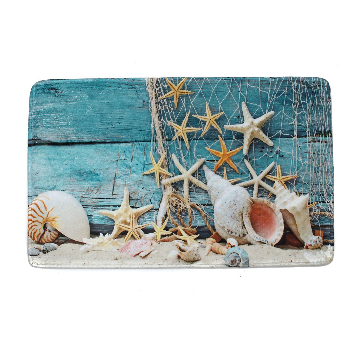 60*90cm Starfish Non-Slip Floor Kitchen Bath Door Carpet Bathroom Mat Rug Pad