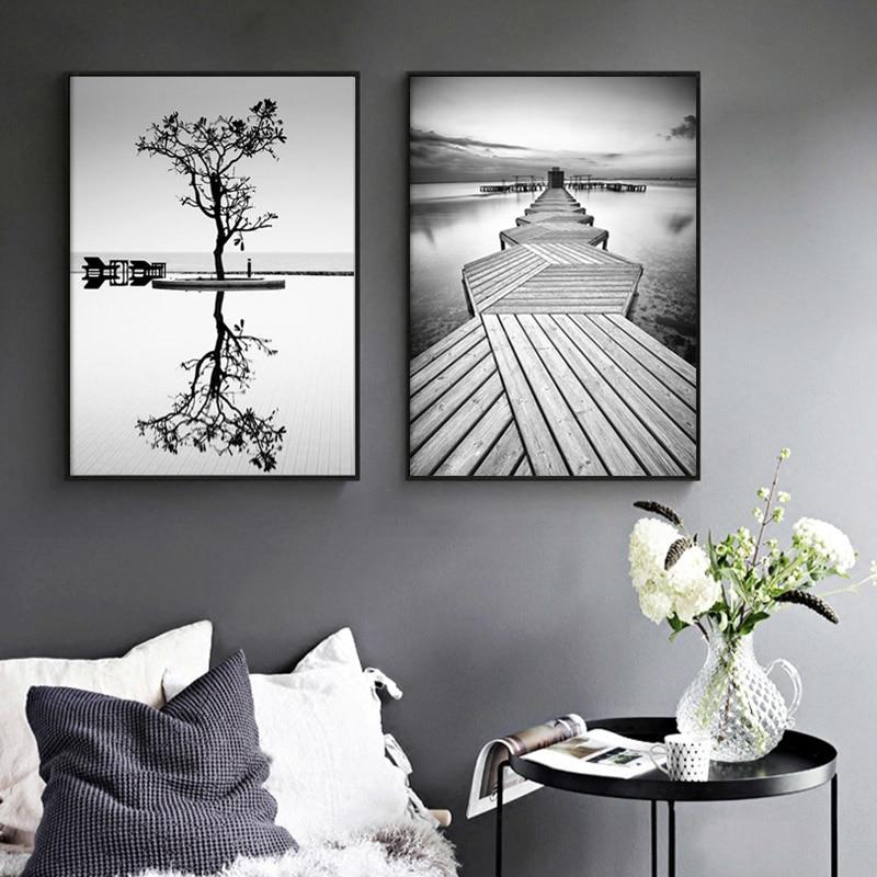 Black and White Nordic Poster Canvas Prints Abstract Wall Art Unframed