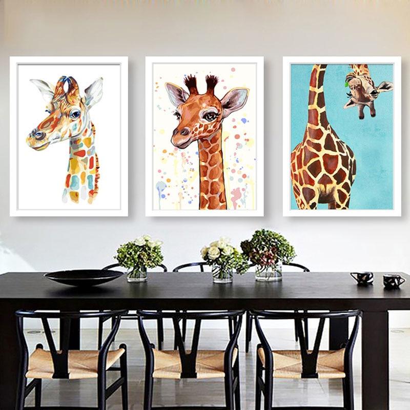 Coloring by Numbers Kit DIY Canvas Wall Decor Cute Giraffe 40x50 CM