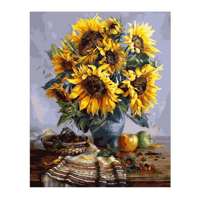 DIY Painting By Numbers Kit Sunflower Canvas Wall Art 40x50 CM