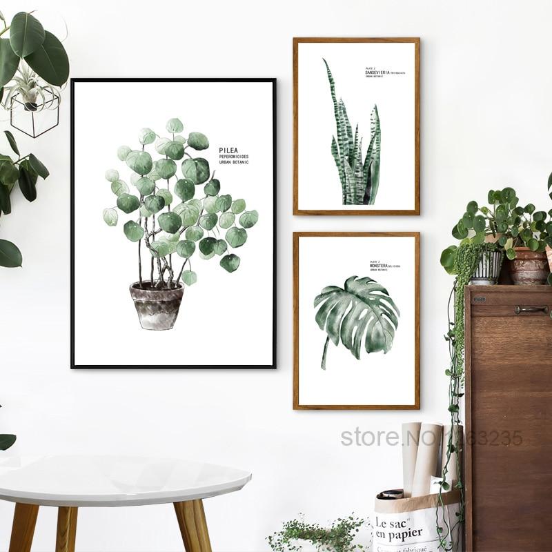 Nordic Poster Turtle Leaf Wall Art Green Plant Canvas Prints UnFramed