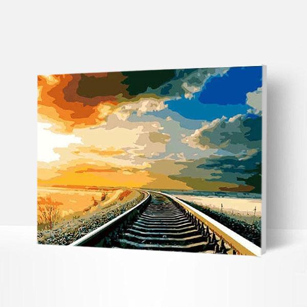 Paint by Numbers Kit -  Train Tracks at Sunset Deco26