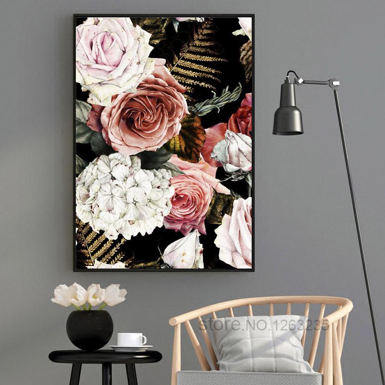 Classic Roses Canvas Wall Art Nordic Style Poster Unframed