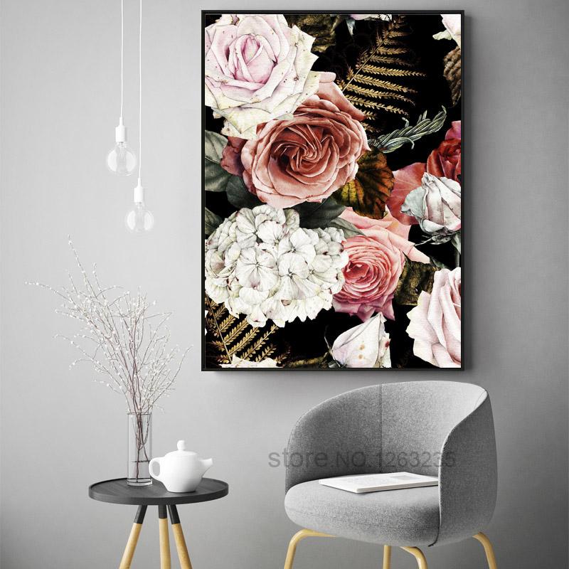 Classic Roses Canvas Wall Art Nordic Style Poster Unframed