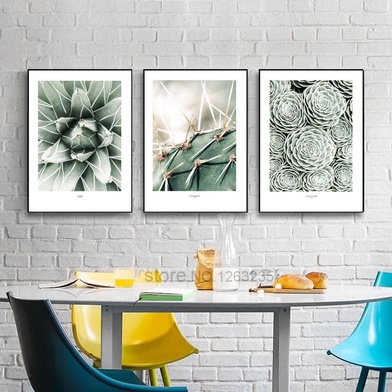 Nordic Poster Cactus Wall Art Green Plants Canvas Prints Unframed
