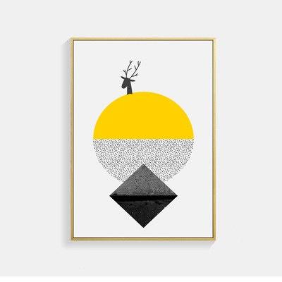 Nordic Poster Abstract  Canvas Prints Yellow Geometric Wall Art Unframed