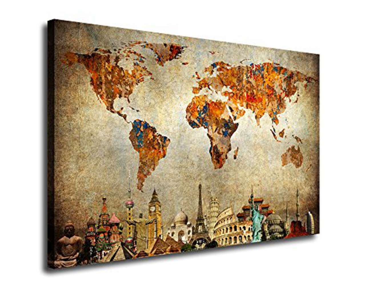 Multiple Panel Wall Decor Antique World Map Wall Art