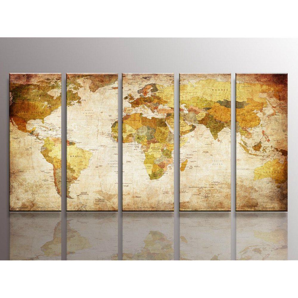 Multiple Panel Vintage World Map Wall Art