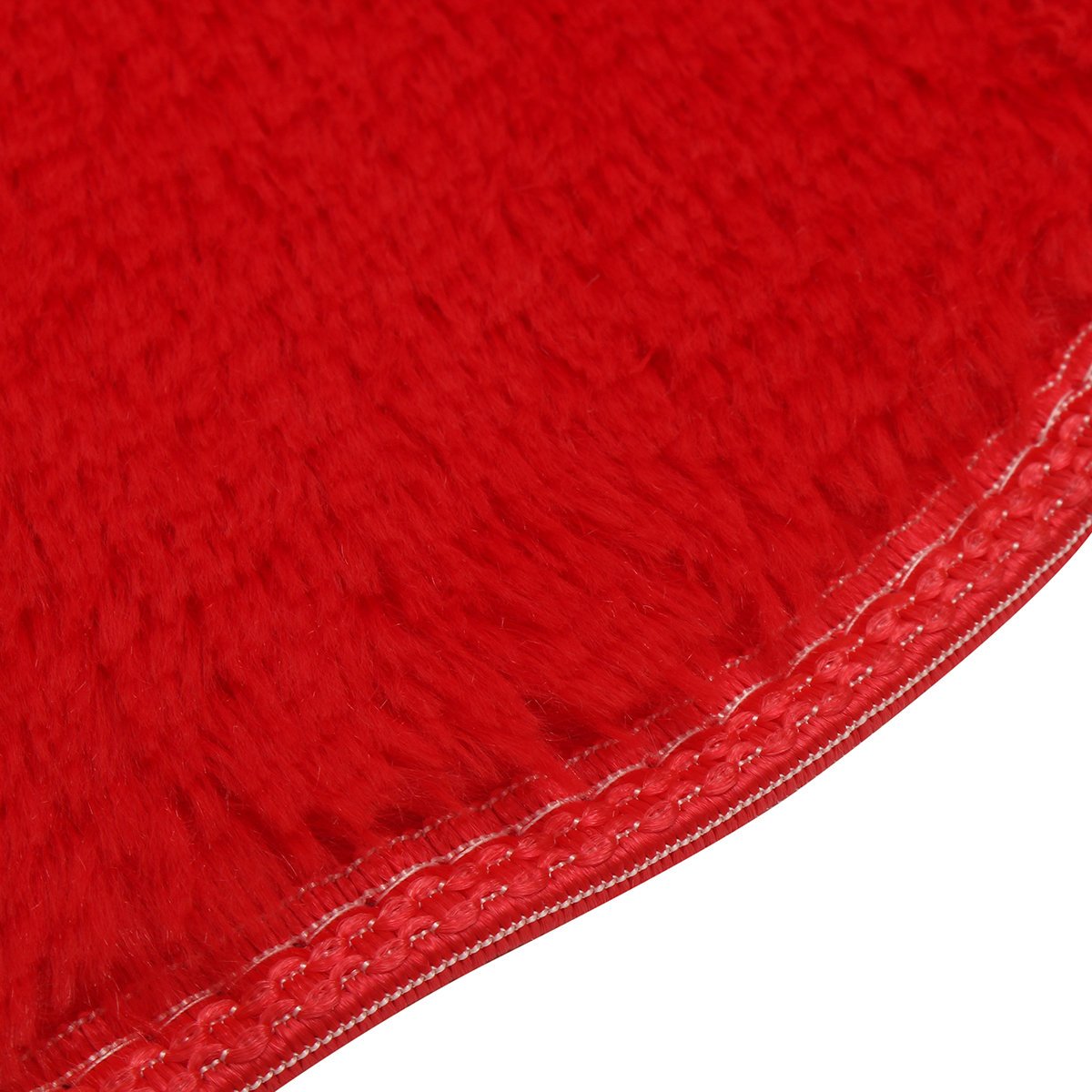 Red Round Shaggy Rug Long Hair Faux Fur Decorative Luxury Carpet Mat Rug