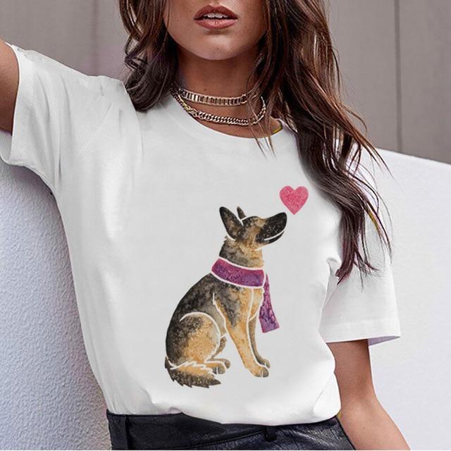 Aesthetic Dog Print T-shirt