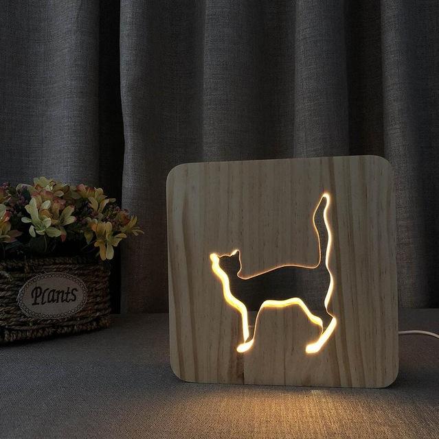 Animal Cute 3D Wooden Lamp