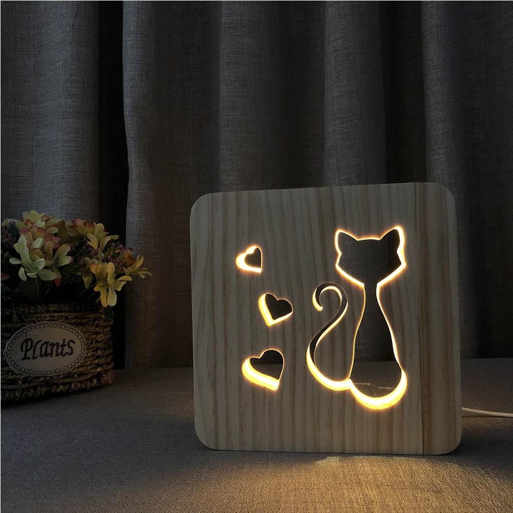 Animal Cute 3D Wooden Lamp