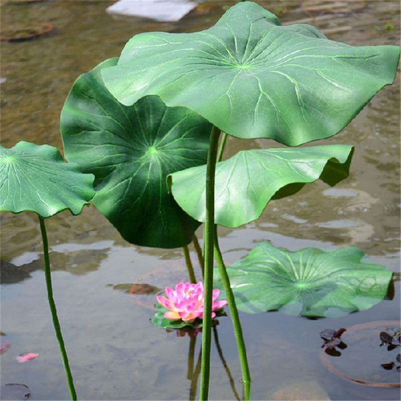 Artificial Lotus Leaf With Long Stem Fish Pond Decoration