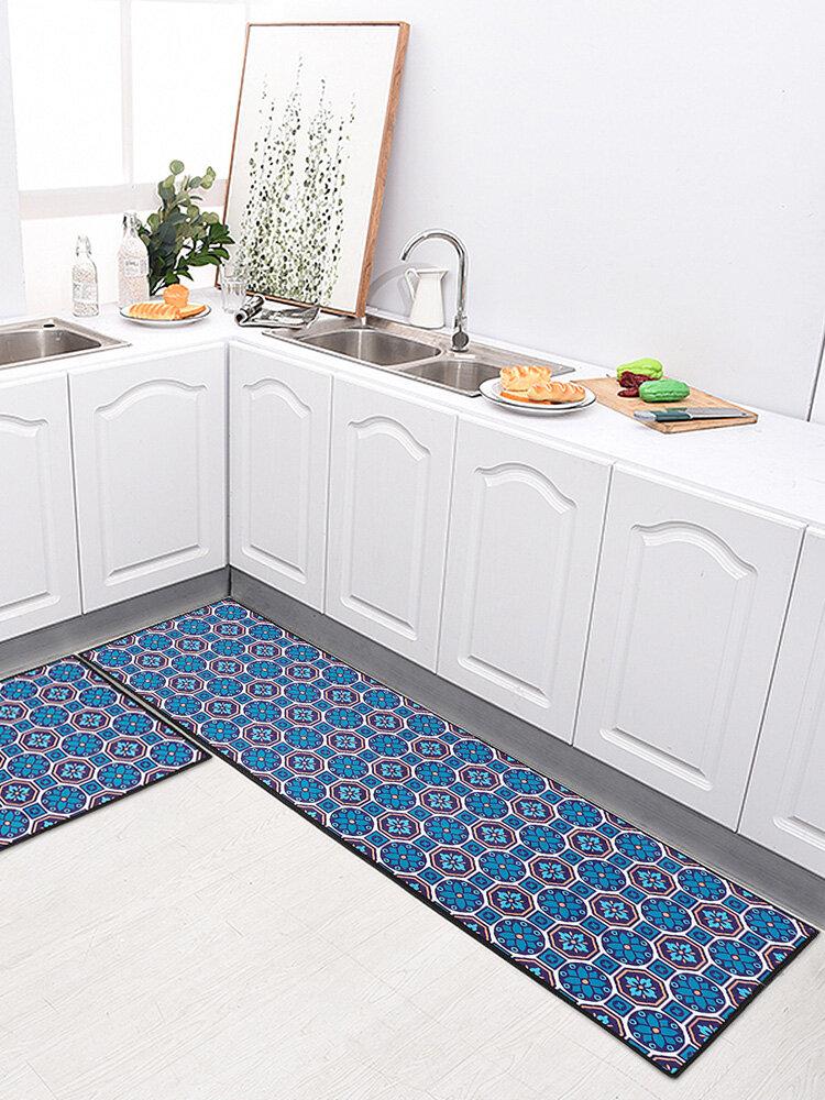 Geometric Floral Print Pattern Soft Anti-slip Door Blanket Rug Carpet Kitchen Floor Mat Indoor Outdoor Decor