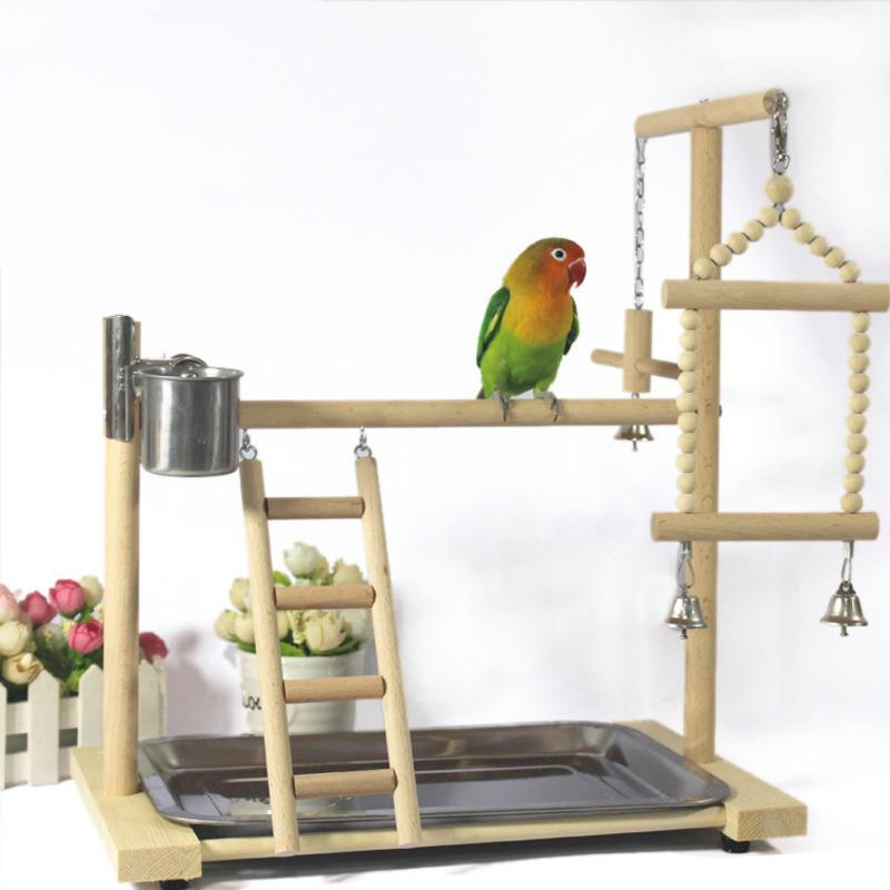 Bird Play Stand Perch with Ladder Feeder