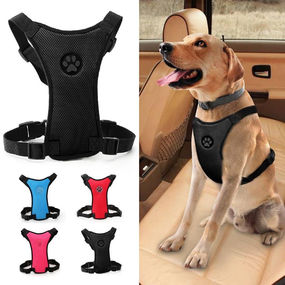 Breathable Nylon Mesh Pet Car Seat Adjustable Leash Harnesses