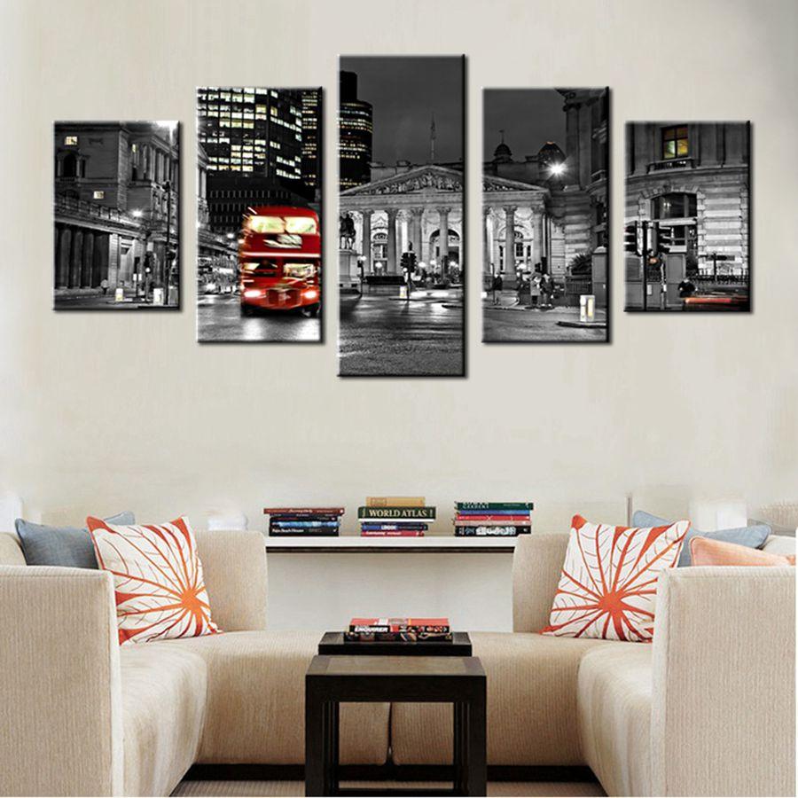 5 Panel Wall Decor Bustling City in the Dark