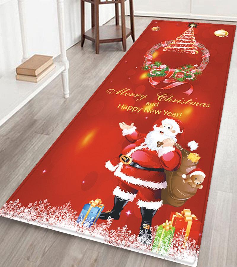 Chriatmas Santa Claus Printing Floor Mat Festival House Decor Festival Anti-silp Doormat Soft Carpet