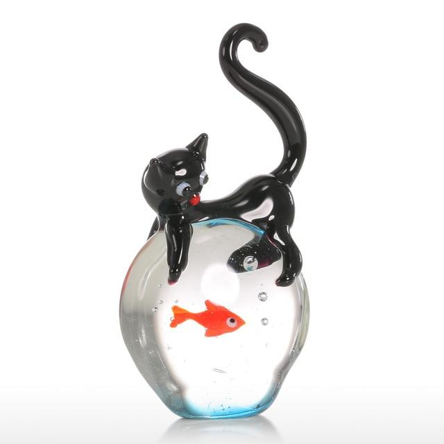 Cat and Goldfish Figurine