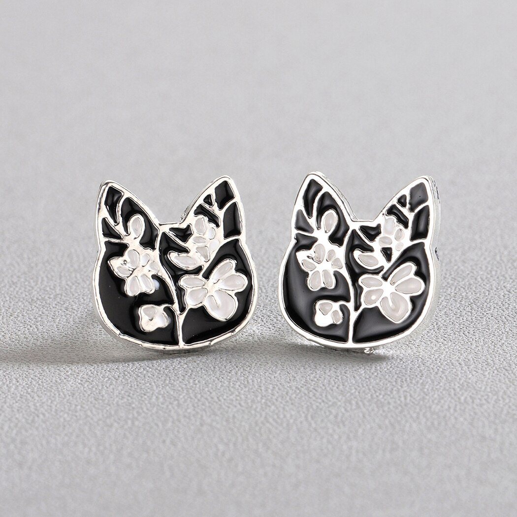 Cat Flower Stud Earrings