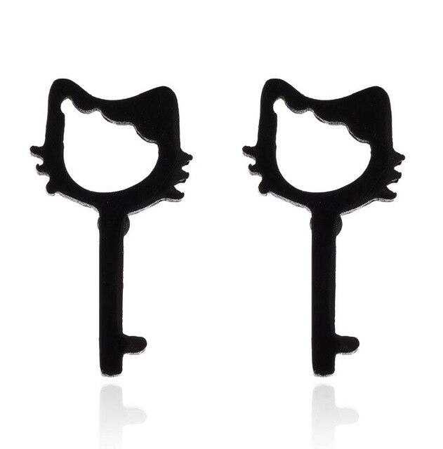 Cat Key Shape Earrings