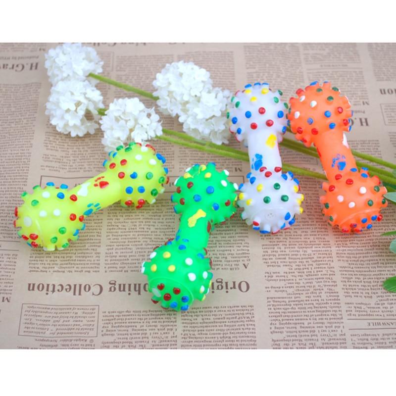 Colorful Dotted Dumbbell Shaped Squeaky Toy