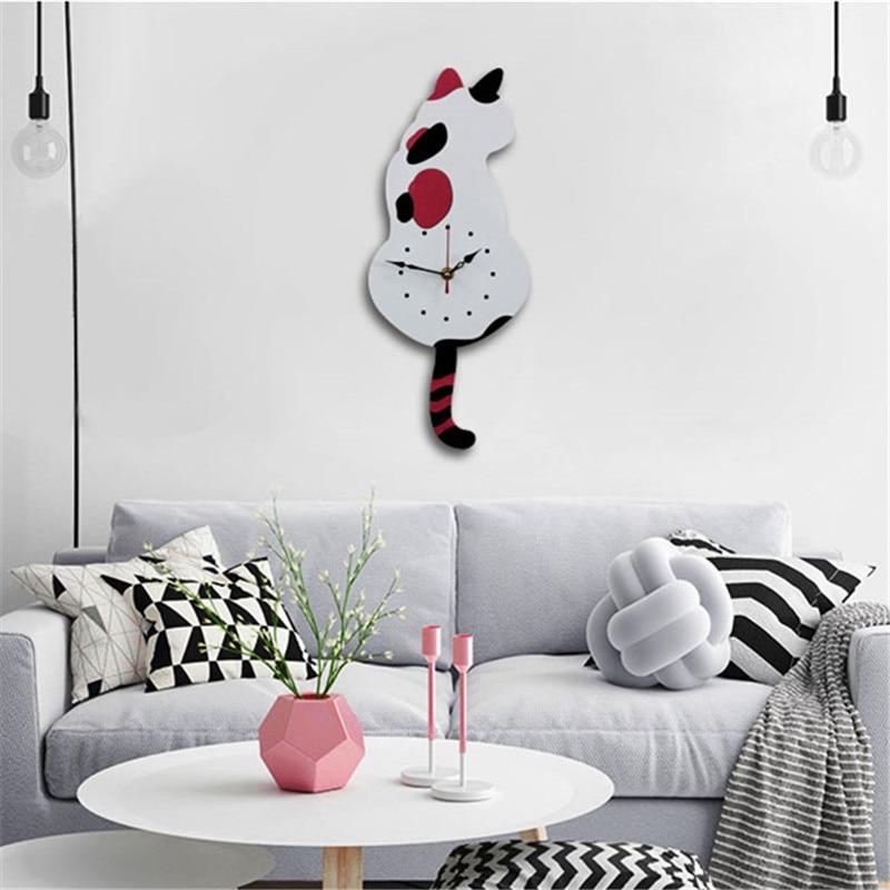 Creative Cute Wagging Tail Cat Wall Clock