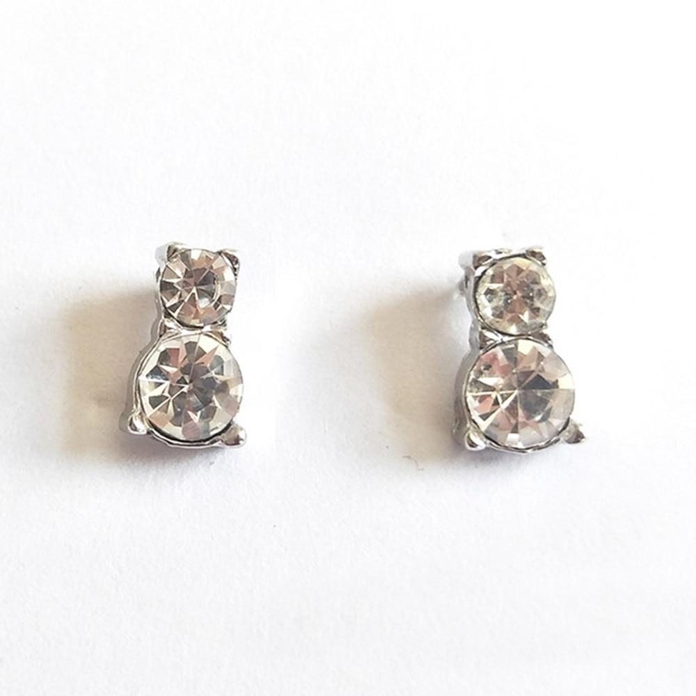 Crystal Stone Cat Stud Earrings