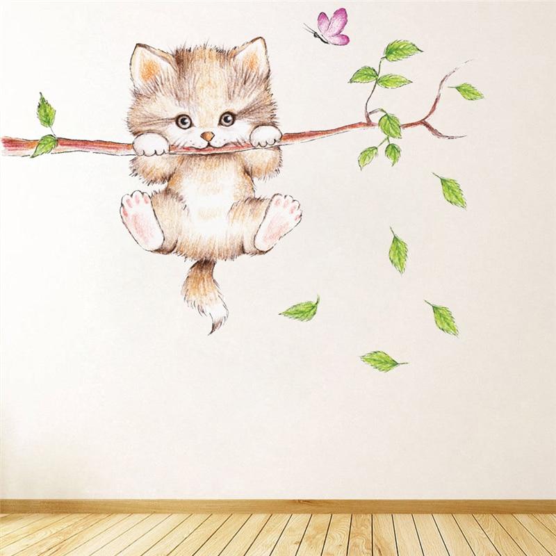 Cute Cat Biting Tree Branch