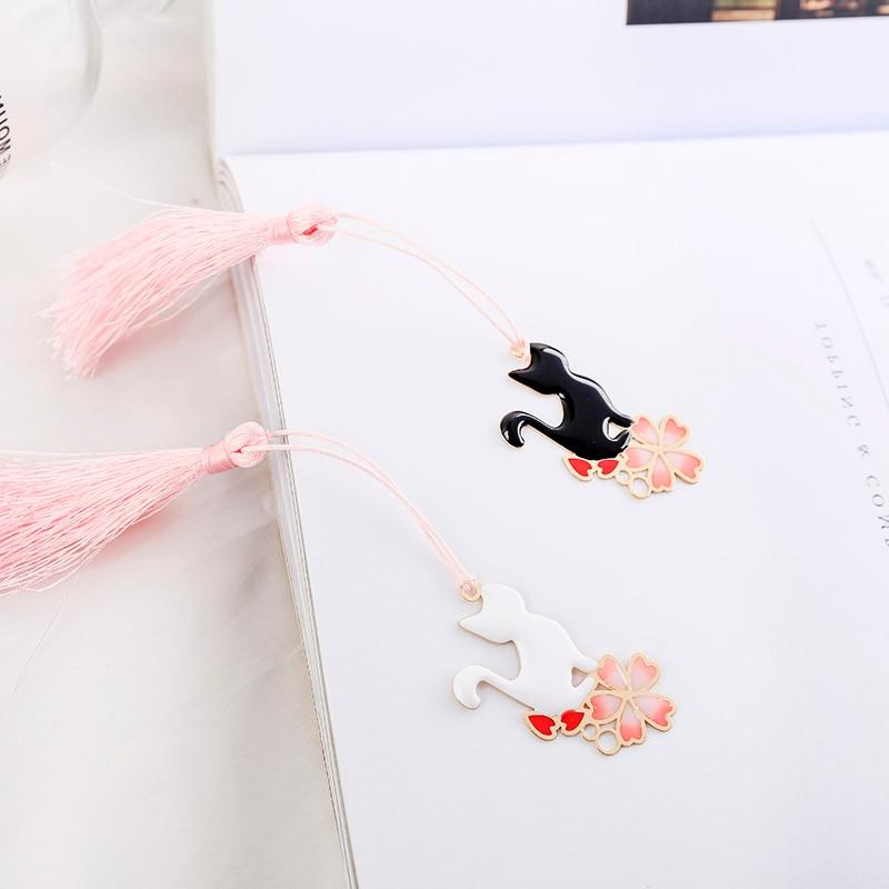 Cute Cat Flower Bowknot Bookmark