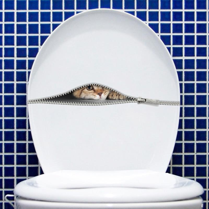 Cute Cat in the Zipper Toilet Sticker