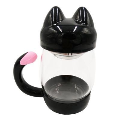 Cute Cat Shaped Glass Mug With Filter