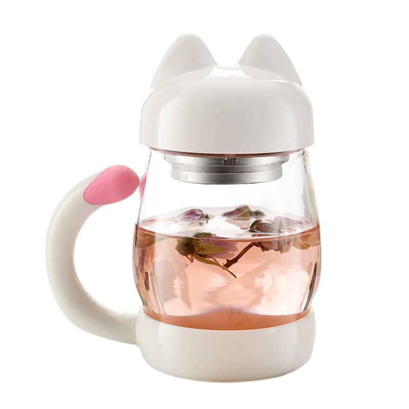 Cute Cat Shaped Glass Mug With Filter