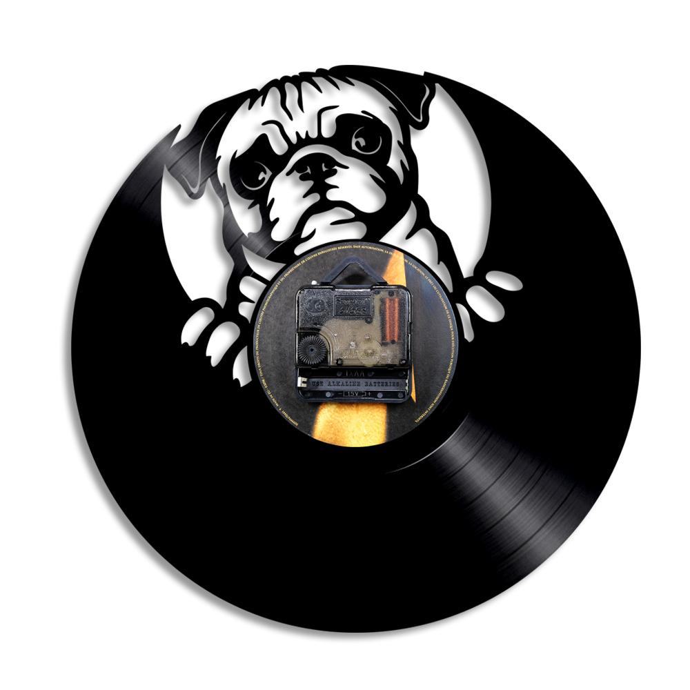 Cute Pug Vinyl Record Wall Clock